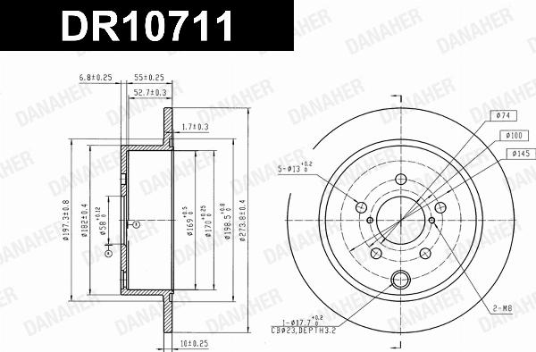 Danaher DR10711 - Гальмівний диск autocars.com.ua