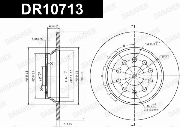 Danaher DR10713 - Гальмівний диск autocars.com.ua