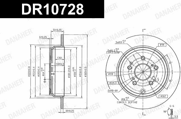 Danaher DR10728 - Гальмівний диск autocars.com.ua