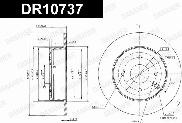 Danaher DR10737 - Гальмівний диск autocars.com.ua