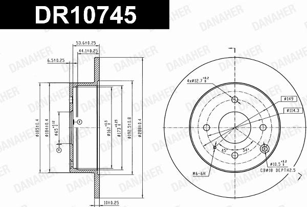 Danaher DR10745 - Гальмівний диск autocars.com.ua