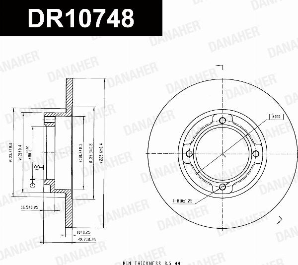 Danaher DR10748 - Гальмівний диск autocars.com.ua