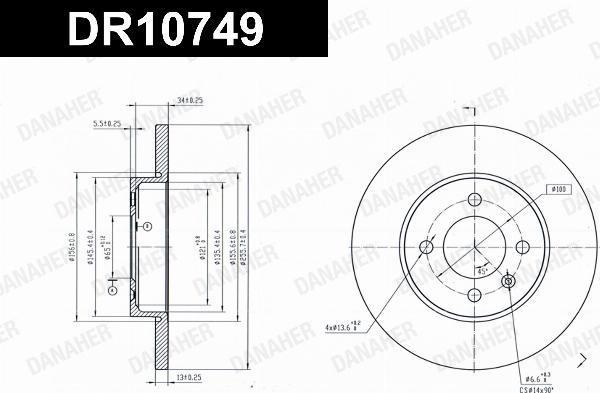 Danaher DR10749 - Гальмівний диск autocars.com.ua