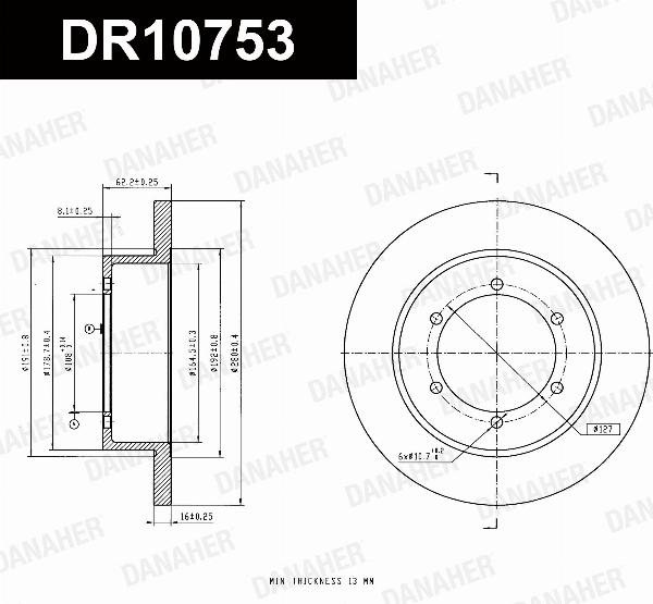 Danaher DR10753 - Гальмівний диск autocars.com.ua