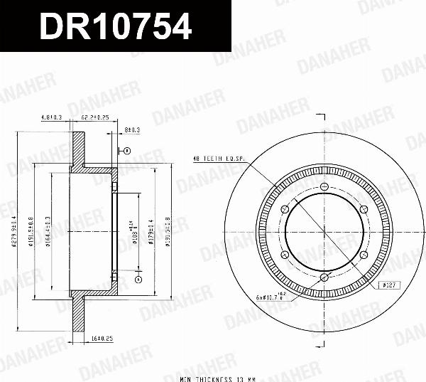 Danaher DR10754 - Гальмівний диск autocars.com.ua
