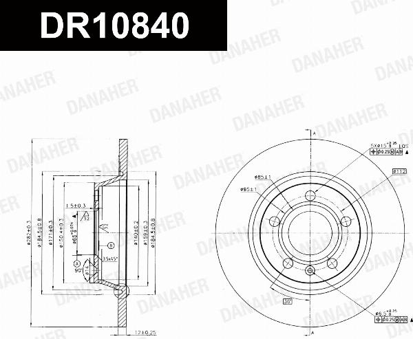 Danaher DR10840 - Гальмівний диск autocars.com.ua