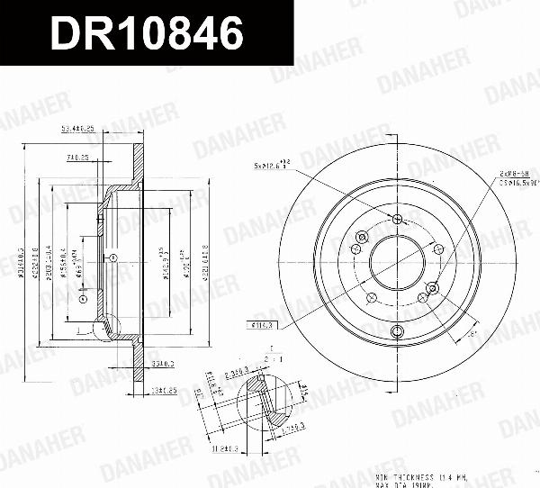 Danaher DR10846 - Гальмівний диск autocars.com.ua