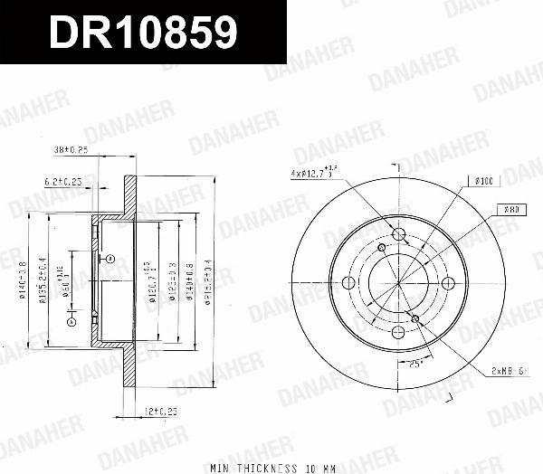 Danaher DR10859 - Гальмівний диск autocars.com.ua