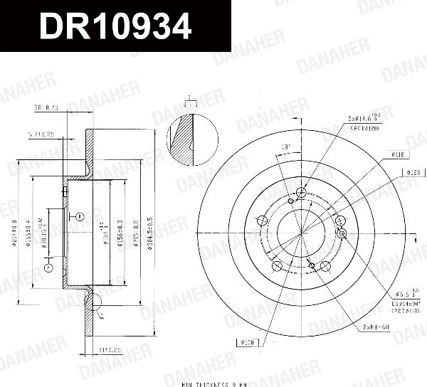 Danaher DR10934 - Гальмівний диск autocars.com.ua