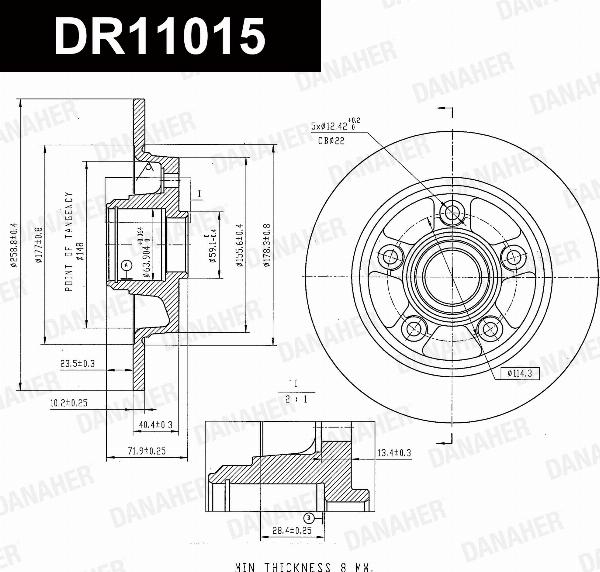 Danaher DR11015 - Гальмівний диск autocars.com.ua