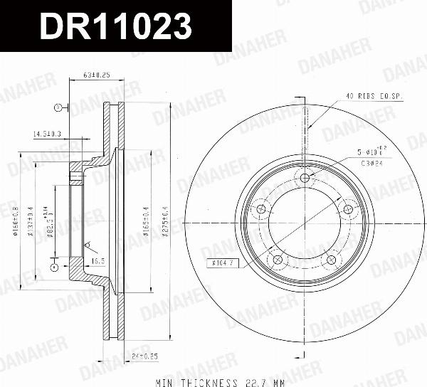 Danaher DR11023 - Гальмівний диск autocars.com.ua
