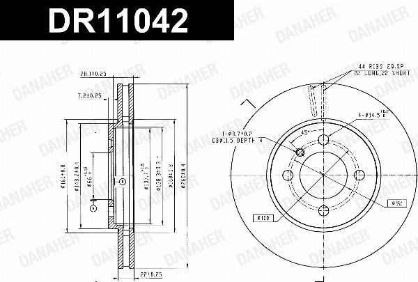 Danaher DR11042 - Гальмівний диск autocars.com.ua
