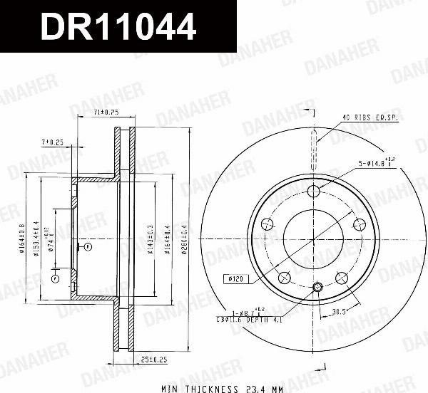 Danaher DR11044 - Гальмівний диск autocars.com.ua