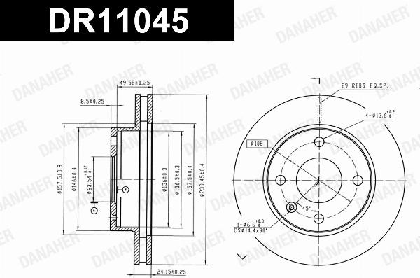 Danaher DR11045 - Гальмівний диск autocars.com.ua