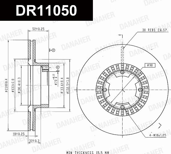 Danaher DR11050 - Гальмівний диск autocars.com.ua