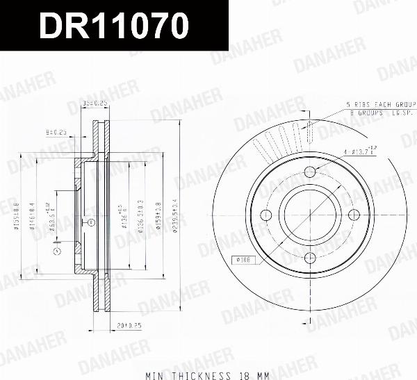 Danaher DR11070 - Гальмівний диск autocars.com.ua