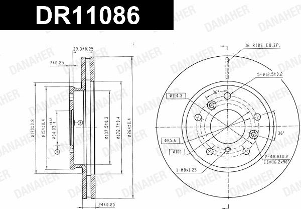 Danaher DR11086 - Гальмівний диск autocars.com.ua