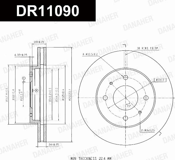 Danaher DR11090 - Гальмівний диск autocars.com.ua