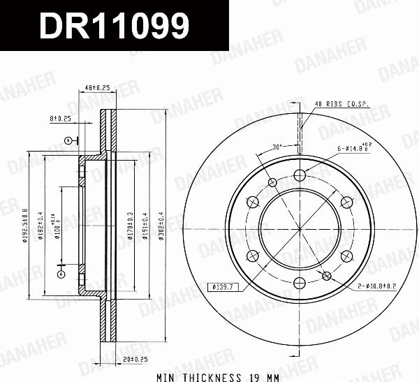 Danaher DR11099 - Гальмівний диск autocars.com.ua