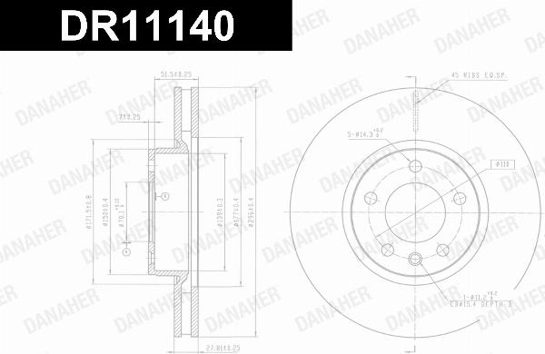 Danaher DR11140 - Гальмівний диск autocars.com.ua