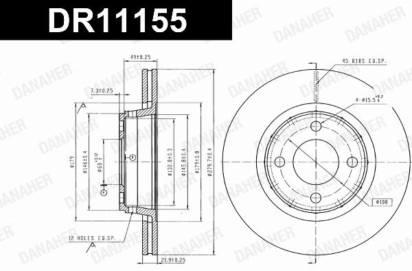 Danaher DR11155 - Гальмівний диск autocars.com.ua
