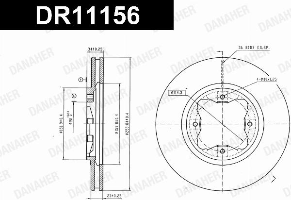 Danaher DR11156 - Гальмівний диск autocars.com.ua
