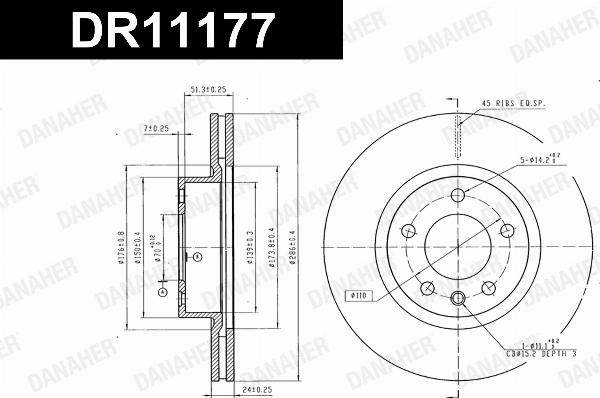 Danaher DR11177 - Гальмівний диск autocars.com.ua