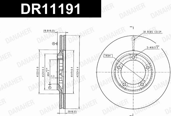 Danaher DR11191 - Гальмівний диск autocars.com.ua