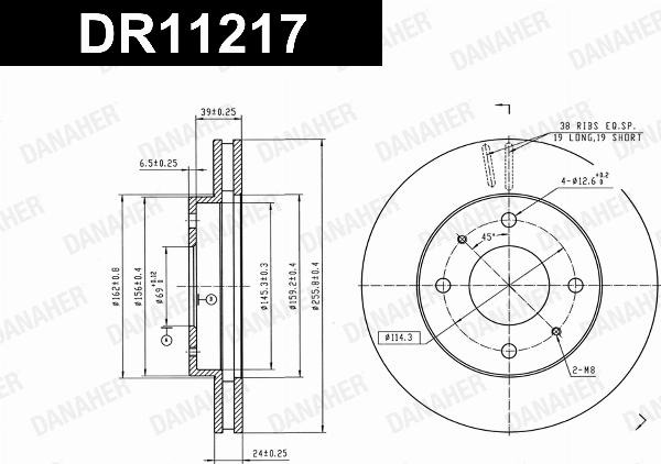 Danaher DR11217 - Гальмівний диск autocars.com.ua