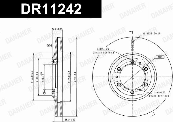 Danaher DR11242 - Гальмівний диск autocars.com.ua
