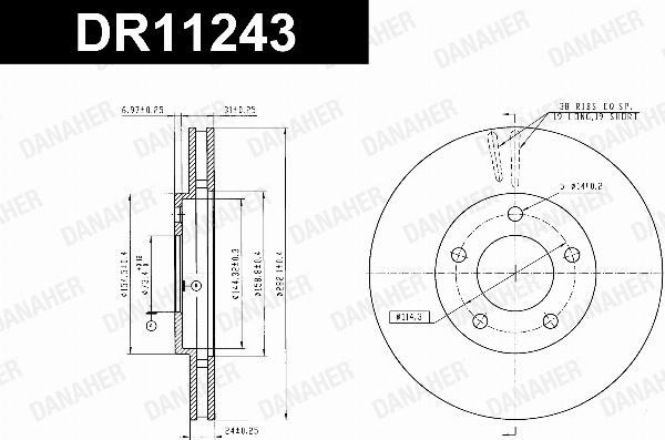 Danaher DR11243 - Гальмівний диск autocars.com.ua