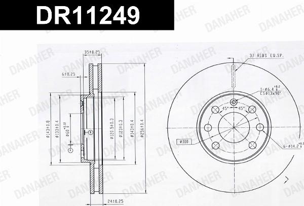 Danaher DR11249 - Гальмівний диск autocars.com.ua