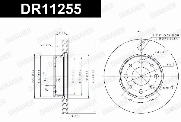 Danaher DR11255 - Гальмівний диск autocars.com.ua