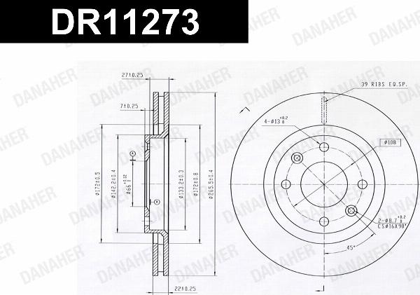 Danaher DR11273 - Гальмівний диск autocars.com.ua