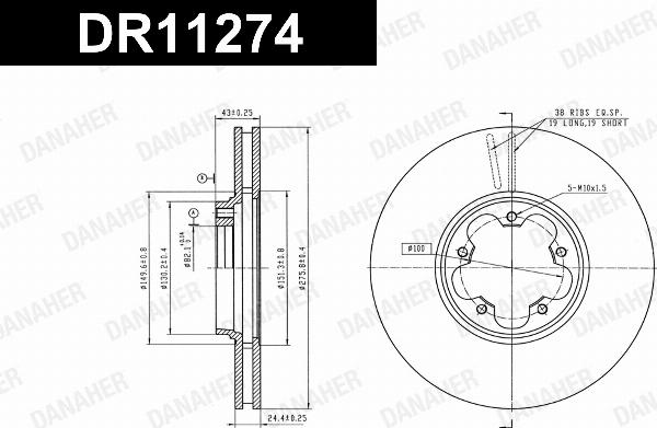 Danaher DR11274 - Гальмівний диск autocars.com.ua