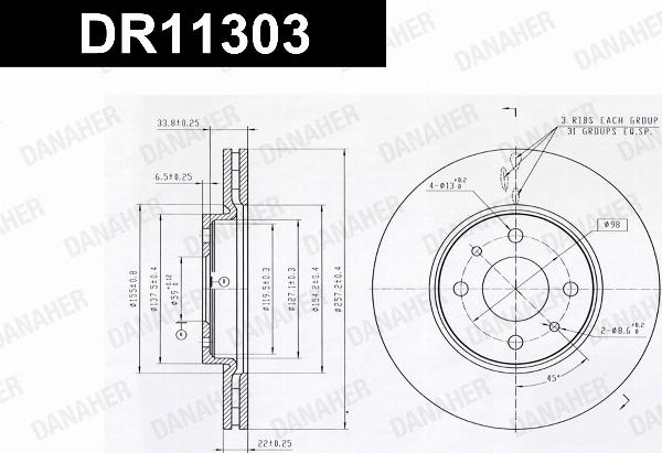 Danaher DR11303 - Гальмівний диск autocars.com.ua