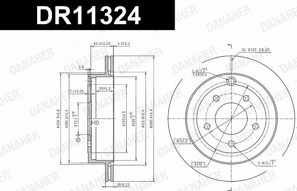 Danaher DR11324 - Гальмівний диск autocars.com.ua