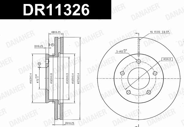 Danaher DR11326 - Гальмівний диск autocars.com.ua