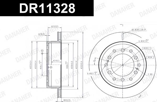 Danaher DR11328 - Гальмівний диск autocars.com.ua