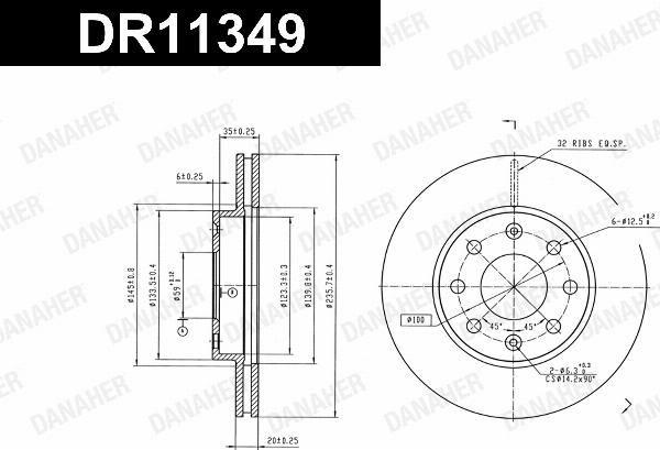 Danaher DR11349 - Гальмівний диск autocars.com.ua