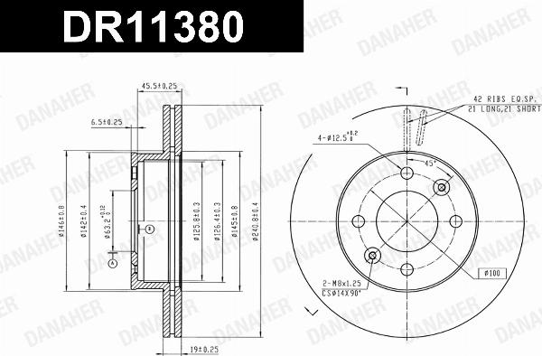 Danaher DR11380 - Гальмівний диск autocars.com.ua