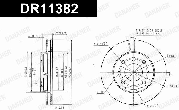 Danaher DR11382 - Гальмівний диск autocars.com.ua