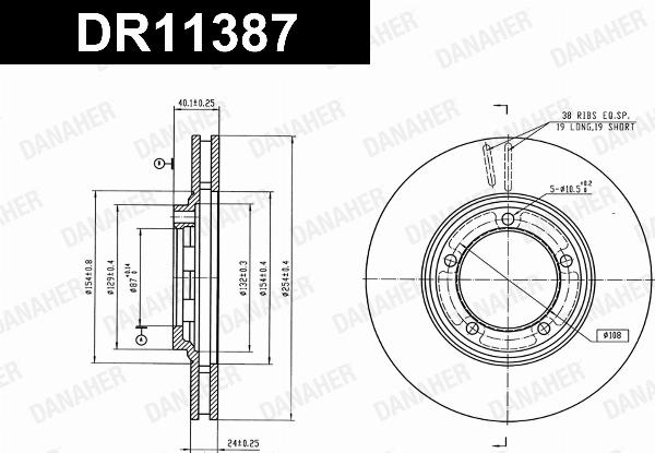 Danaher DR11387 - Гальмівний диск autocars.com.ua
