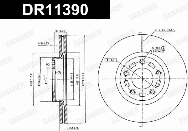 Danaher DR11390 - Гальмівний диск autocars.com.ua