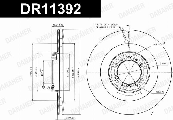 Danaher DR11392 - Гальмівний диск autocars.com.ua