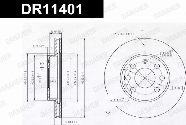 Danaher DR11401 - Гальмівний диск autocars.com.ua
