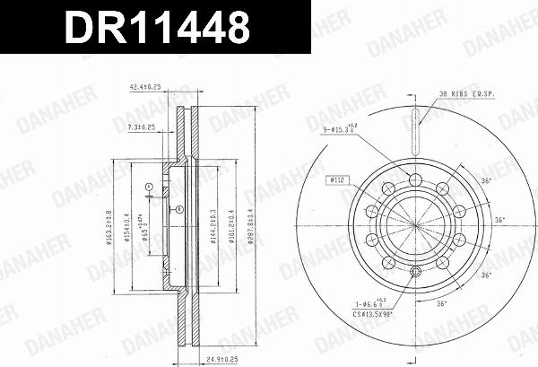 Danaher DR11448 - Гальмівний диск autocars.com.ua