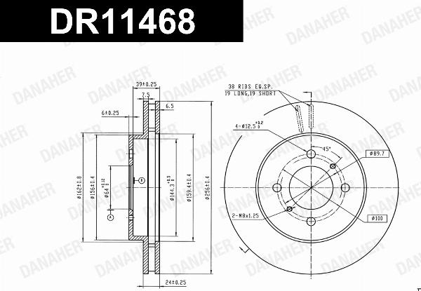 Danaher DR11468 - Гальмівний диск autocars.com.ua