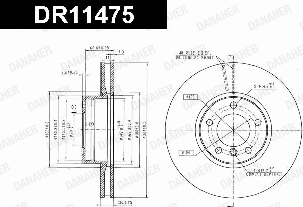 Danaher DR11475 - Гальмівний диск autocars.com.ua