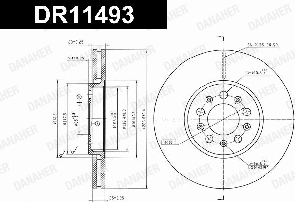Danaher DR11493 - Гальмівний диск autocars.com.ua